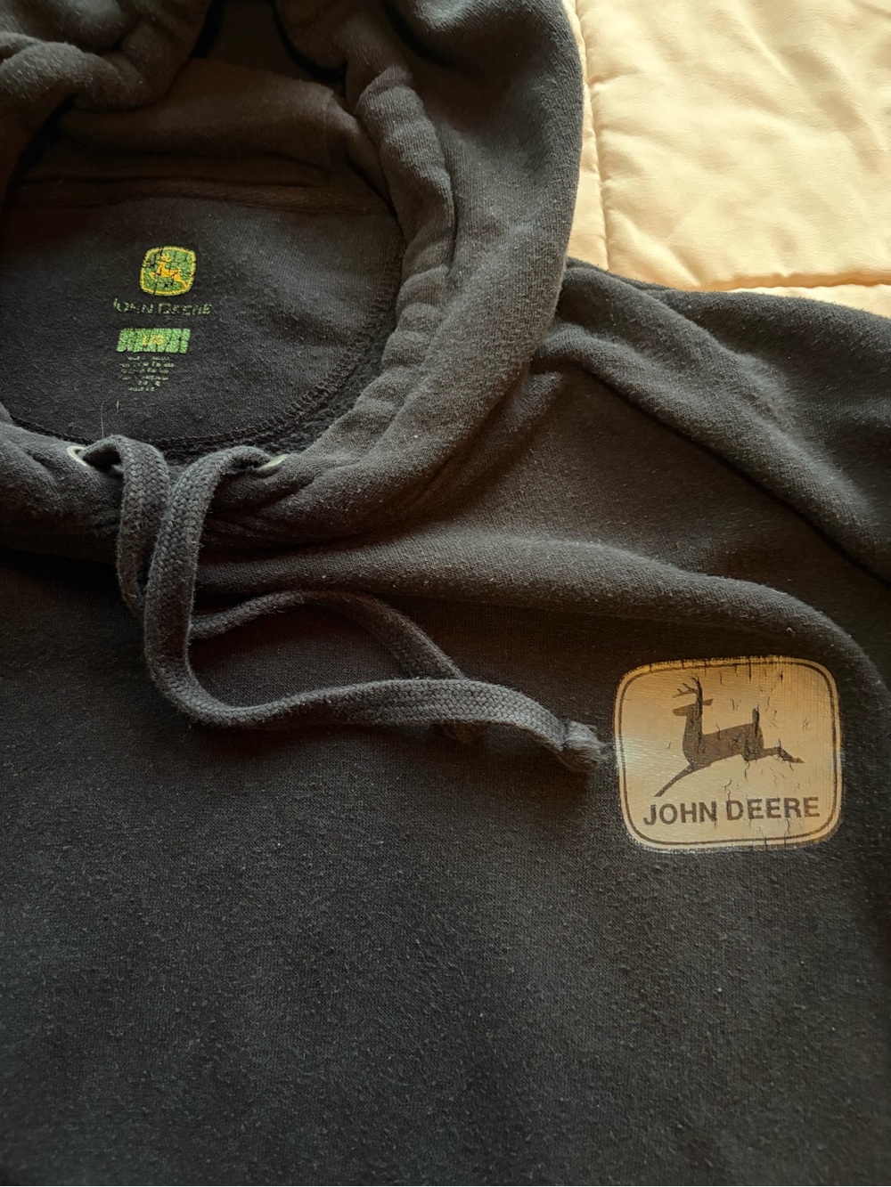 John Deere Black Hoodie with Yellow Logo Patch